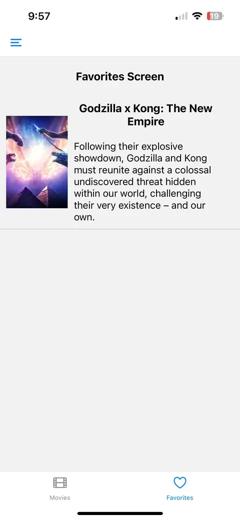 MoviesApp: favorites screen
