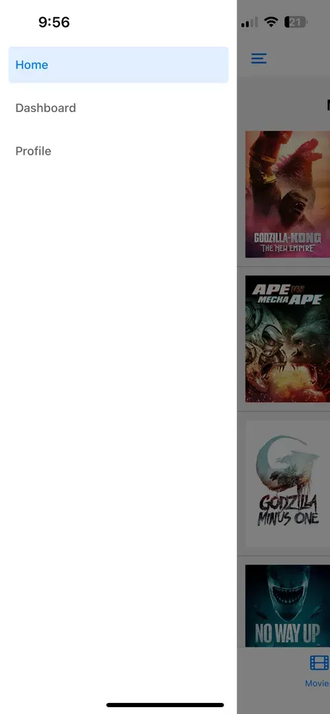 MoviesApp: side menu