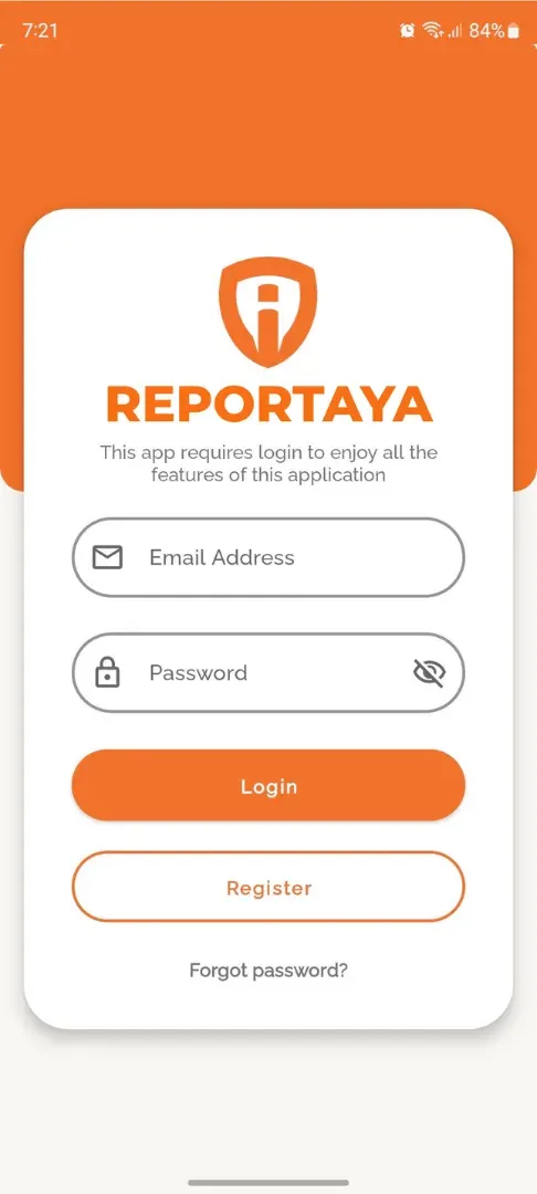 ReportaYa: pantalla de inicio de sesión